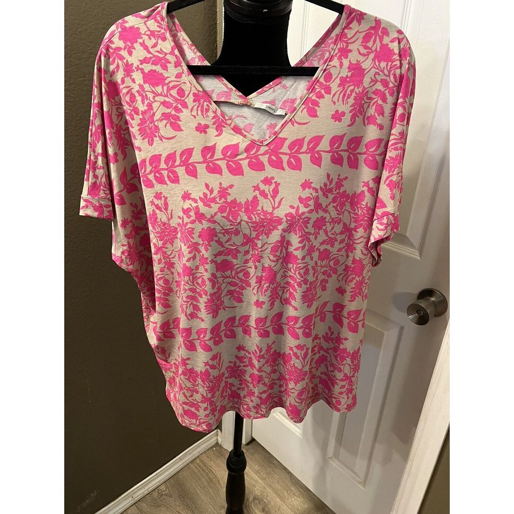 Jodifl Boutique Top Blouse Business Casual Size Large Pink Floral